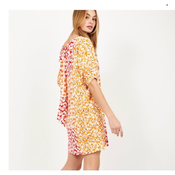 joie Lidia Dress Flame Orange Multi M Cottage Boho Summer Artsy Twee Coquette - Picture 2 of 9